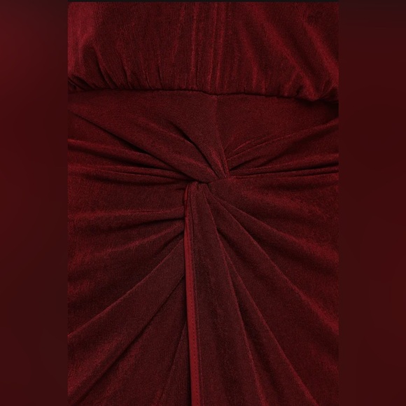 Lulus NWT Dash of Charm Burgundy Short Sleeve Twisted-Front Midi Dress, Size S - Picture 10 of 10